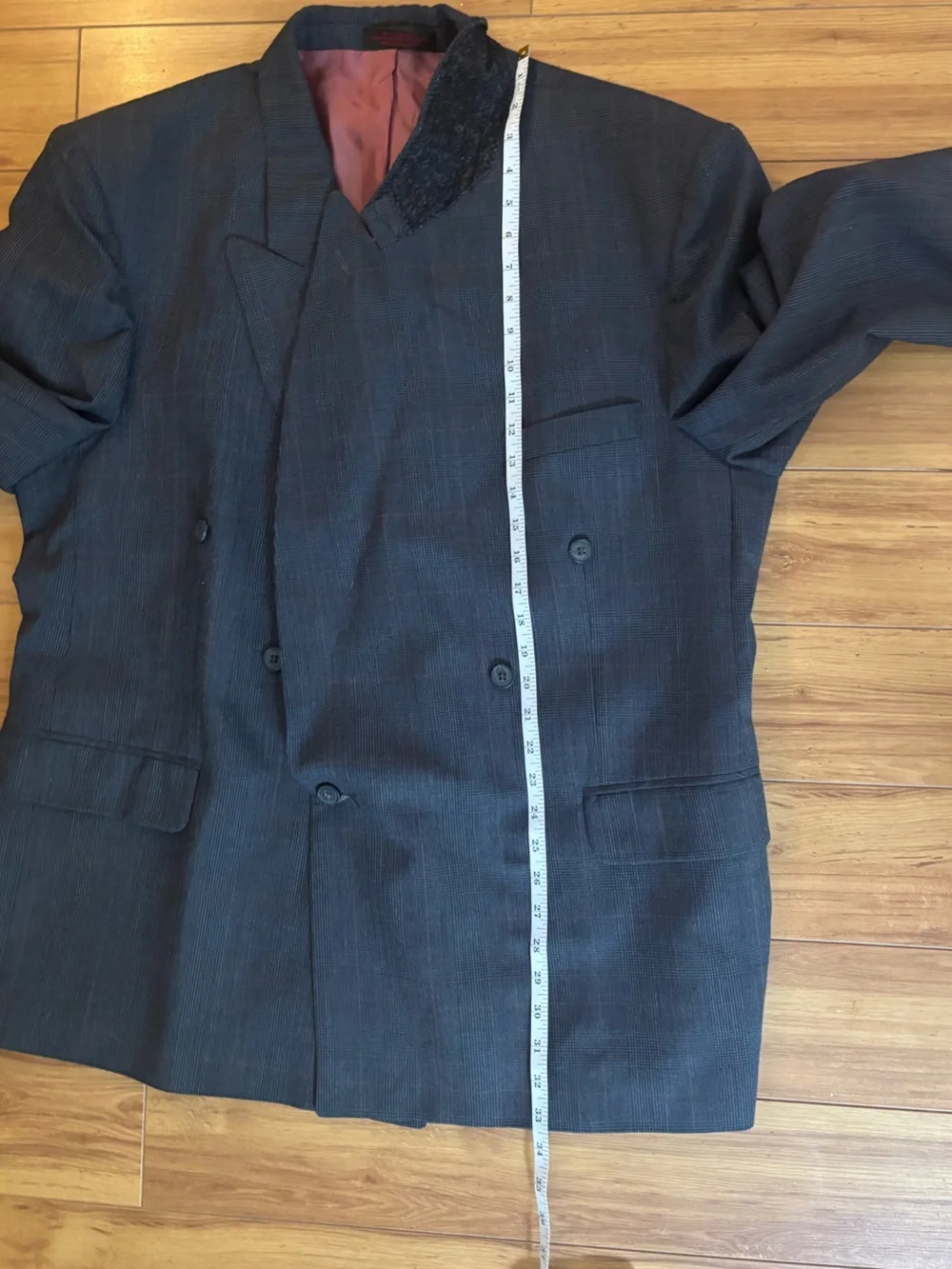 English Manor Vintage Double Breasted Glen Wool Blazer Jacket Gray Professional